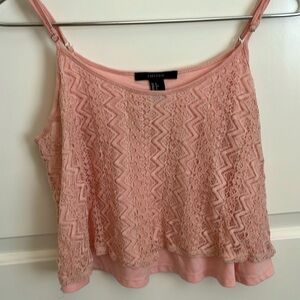 Baby pink lace flowy crop top